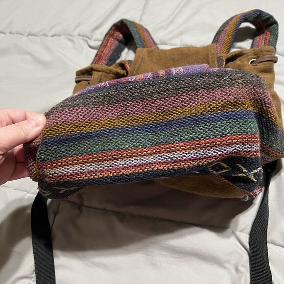 Handmade Hemp Backpack Nepal Fair Trade Hiking Boho Colorful Gorpcore School Bag main image 10